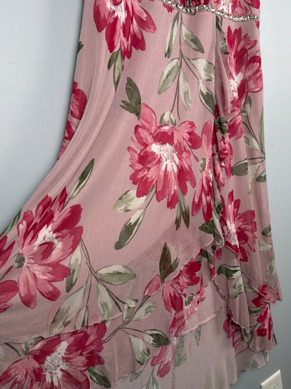 Alexa B Nites Midi Dress Womens 18W Pink Sheer Floral Fairy Cottagecore Y2K Boho - Picture 4 of 10